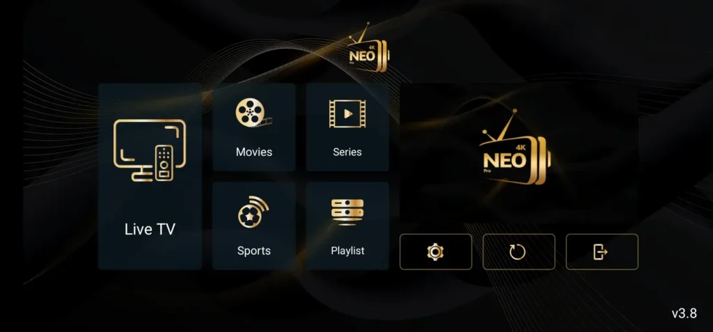 Neo4K Pro IPTV App mit Live TV, Filmen, Serien und Sport